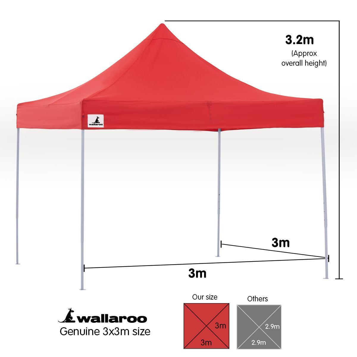 Wallaroo 3x3 Marquee - Pop Up Gazebo - Red - John Cootes