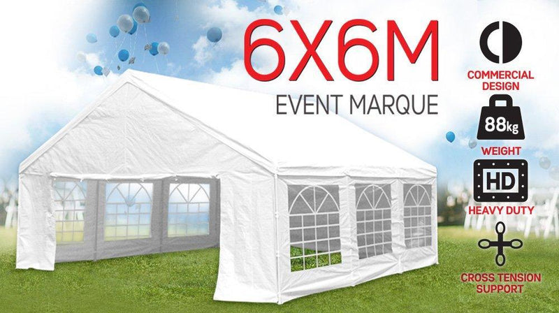 Wallaroo 6x6m Outdoor Event Marquee Gazebo Party Wedding Tent - White - John Cootes