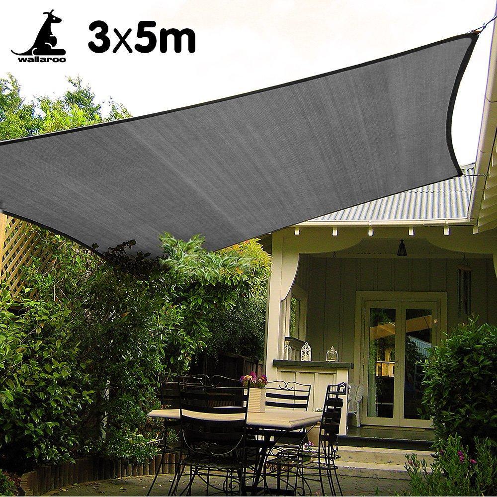 Wallaroo Rectangular Shade Sail 3m x 5m -Grey - John Cootes