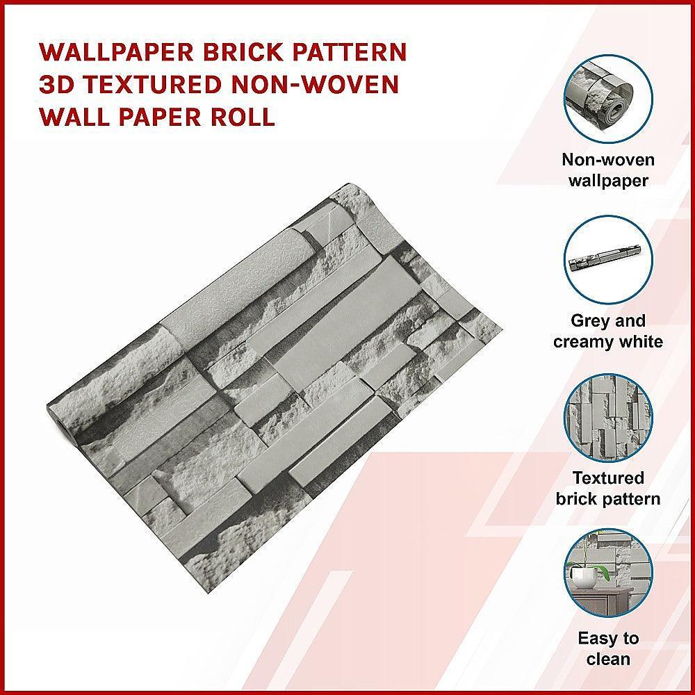 Wallpaper Brick Pattern 3D Textured Non-woven Wall Paper Roll - John Cootes