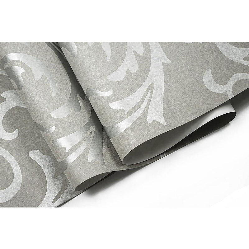 Wallpaper Silver Flower Pattern Non-woven Wall Paper Roll - John Cootes