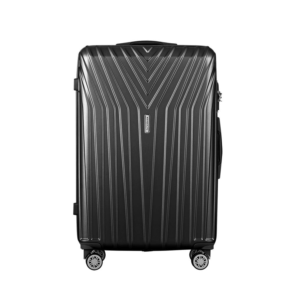 Wanderlite 3pc Luggage 20'' 24'' 28'' Trolley Suitcase Sets Travel TSA Hard Case Lightweight Black - John Cootes