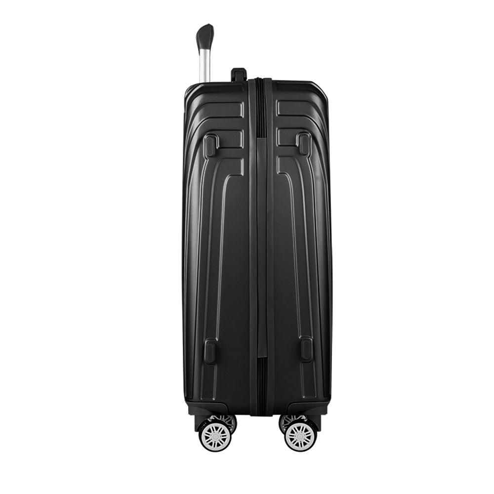 Wanderlite 3pc Luggage 20'' 24'' 28'' Trolley Suitcase Sets Travel TSA Hard Case Lightweight Black - John Cootes