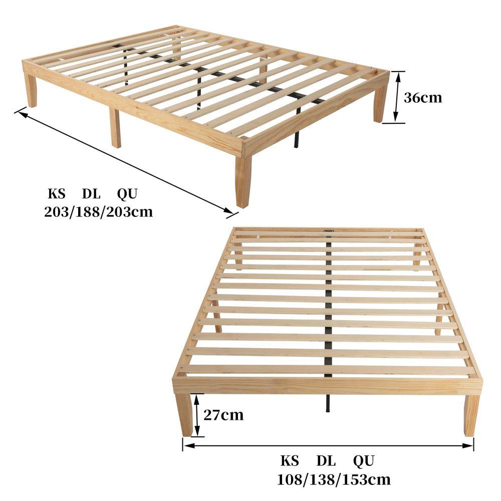 Warm Wooden Natural Bed Base Frame &#8211; Double - John Cootes