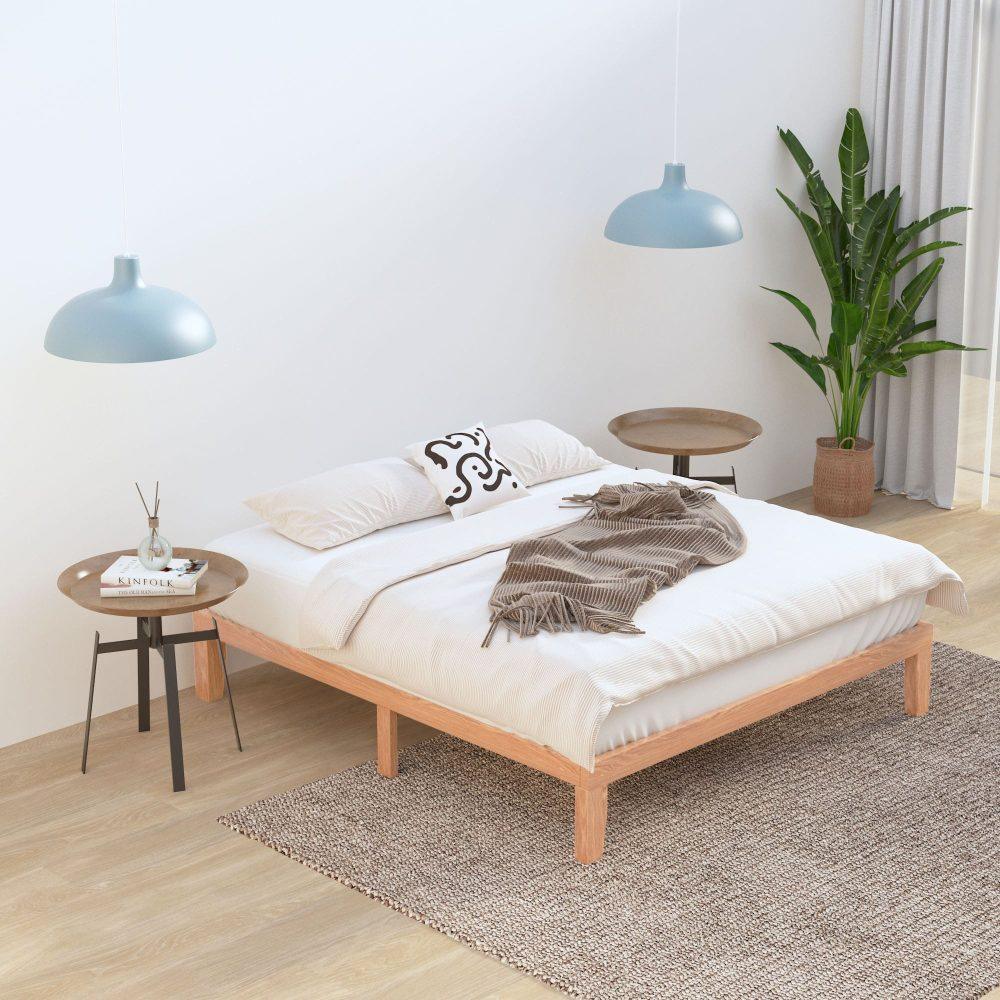 Warm Wooden Natural Bed Base Frame &#8211; Double - John Cootes