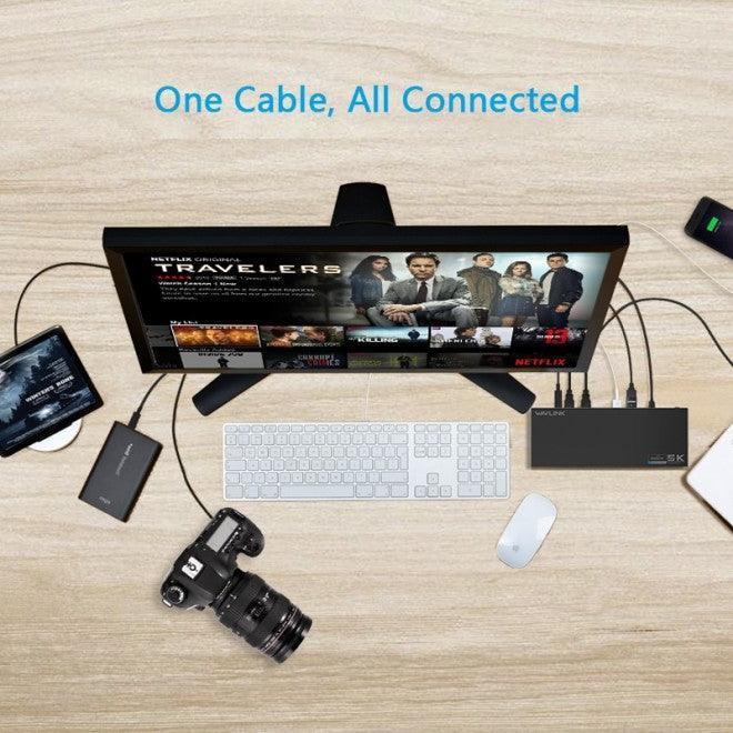 Wavlink USB-C Ultra 5K Laptop Docking Station with 6x USB3.0, 4K Dual Video Outputs, Gigabit Ethernet, Audio WS-UG69DK1 - John Cootes