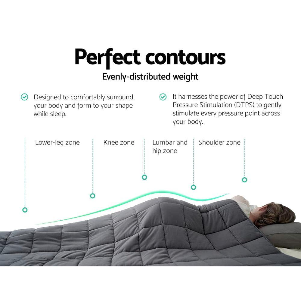 Weighted Blanket Kids 2.3KG Heavy Gravity Blankets Microfibre Cover Comfort Calming Deep Relax Better Sleep Grey - John Cootes