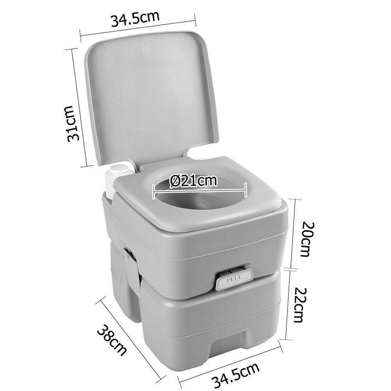 Weisshorn 20L Portable Outdoor Camping Toilet - Grey - John Cootes