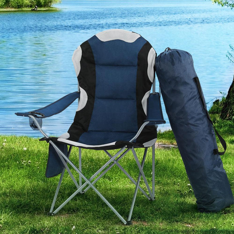 Weisshorn 2X Camping Chairs Folding Arm Chair Portable Camping Garden Fishing - John Cootes