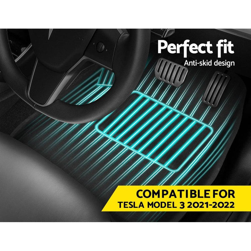 Weisshorn Car Rubber Floor Mats Front and Rear For Tesla Model 3 2021-2022 - John Cootes