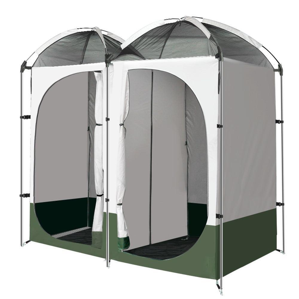 Weisshorn Double Camping Shower Toilet Tent Outdoor Portable Change Room Green - John Cootes