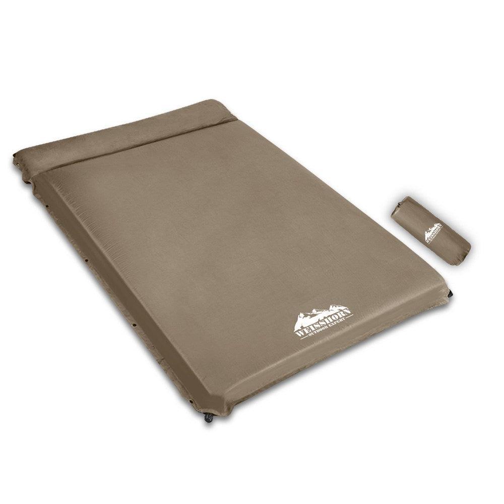 Weisshorn Double Size Self Inflating Mattress Mat 10CM Thick Coffee - John Cootes