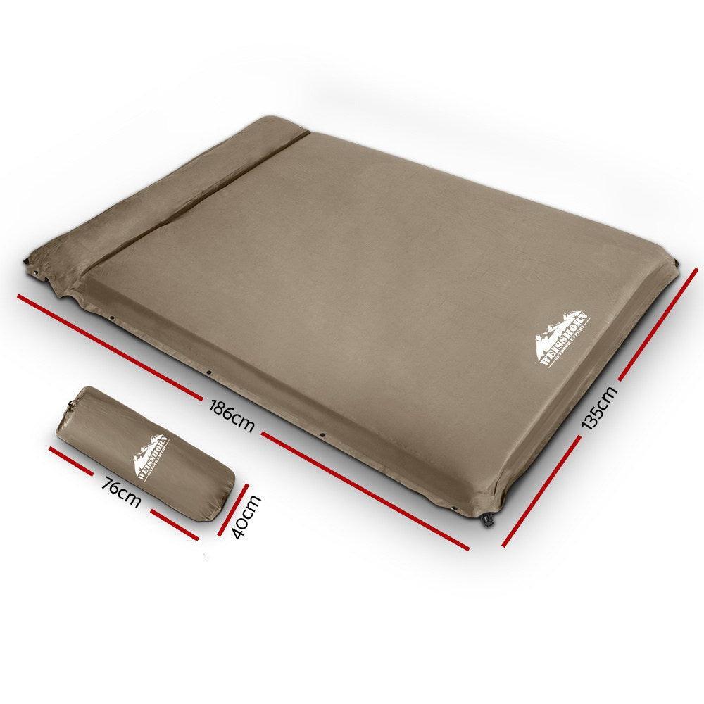 Weisshorn Double Size Self Inflating Mattress Mat 10CM Thick Coffee - John Cootes