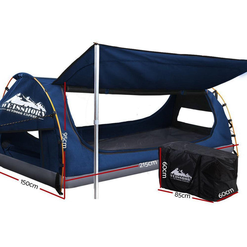 Weisshorn Double Swag Camping Swags Canvas Free Standing Dome Tent Dark Blue - John Cootes