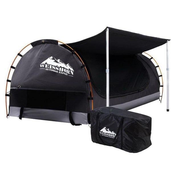 Weisshorn Double Swag Camping Swags Canvas Free Standing Dome Tent Dark Grey - John Cootes