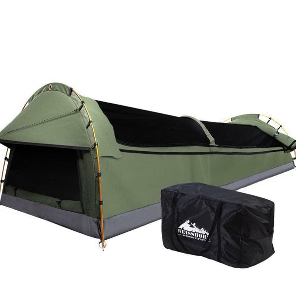 Weisshorn Double Swag Camping Swags Canvas Tent Deluxe Celadon With Mattress - John Cootes