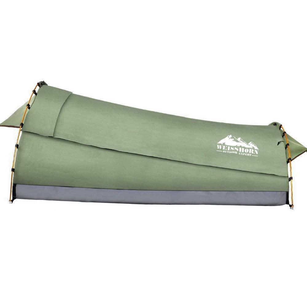 Weisshorn Double Swag Camping Swags Canvas Tent Deluxe Celadon With Mattress - John Cootes