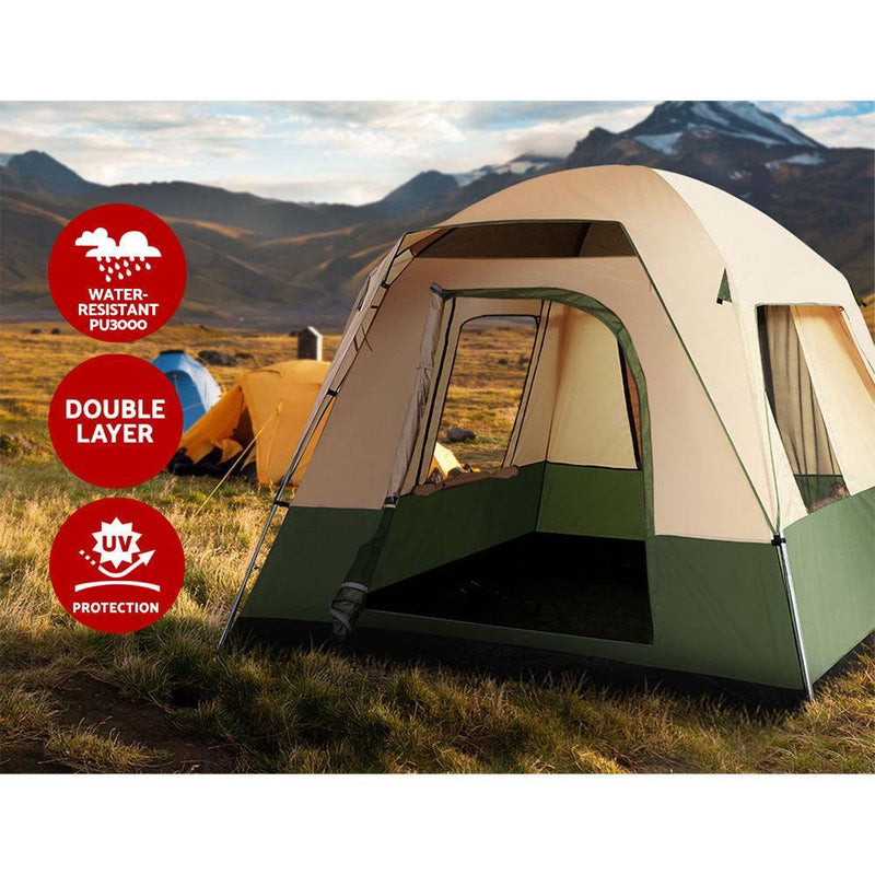 Weisshorn Family Camping Tent 4 Person Hiking Beach Tents Green - John Cootes