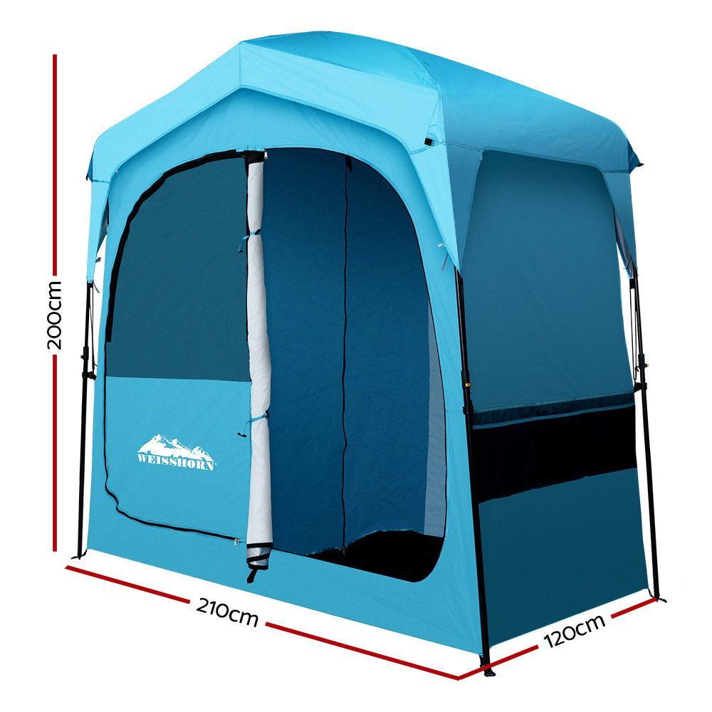 Weisshorn Pop Up Camping Shower Tent Portable Toilet Outdoor Change Room Blue - John Cootes