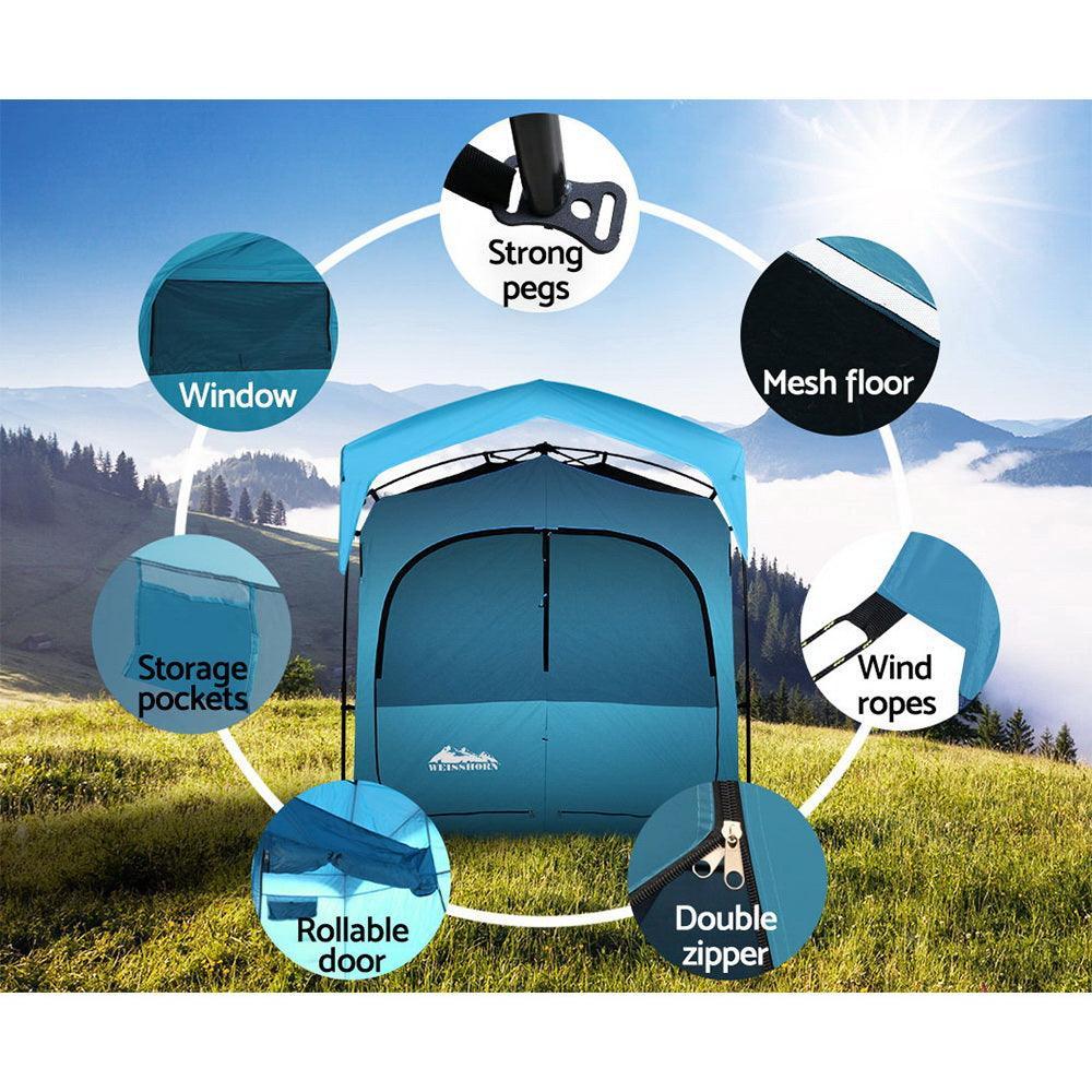 Weisshorn Pop Up Camping Shower Tent Portable Toilet Outdoor Change Room Blue - John Cootes