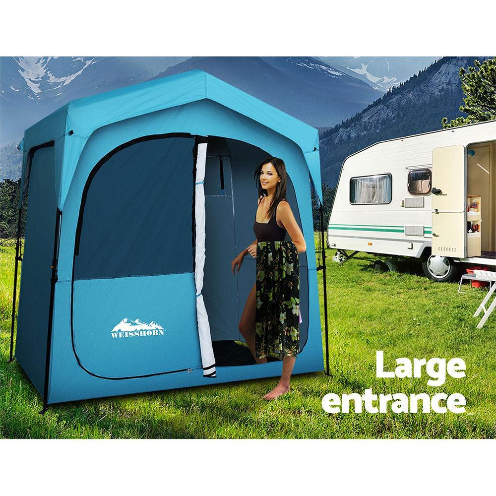 Weisshorn Pop Up Camping Shower Tent Portable Toilet Outdoor Change Room Blue - John Cootes