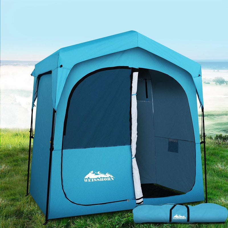 Weisshorn Pop Up Camping Shower Tent Portable Toilet Outdoor Change Room Blue - John Cootes