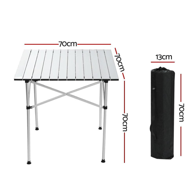 Weisshorn Roll Up Camping Table Foldable Portable Picnic Garden BBQ Desk 70CM - John Cootes
