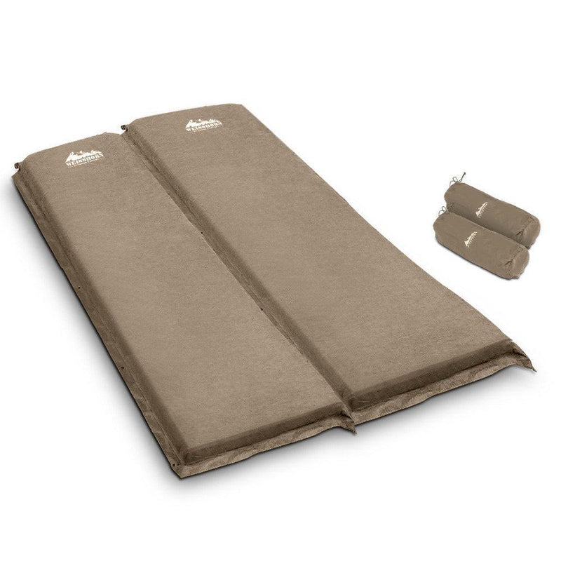 Weisshorn Self Inflating Mattress Camping Sleeping Mat Air Bed Pad Double Coffee 10CM Thick - John Cootes