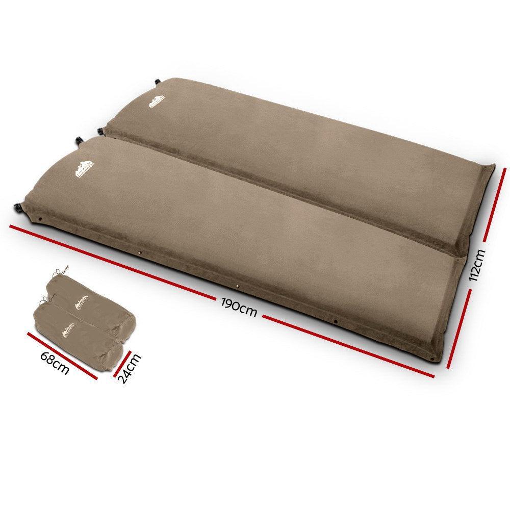 Weisshorn Self Inflating Mattress Camping Sleeping Mat Air Bed Pad Double Coffee 10CM Thick - John Cootes