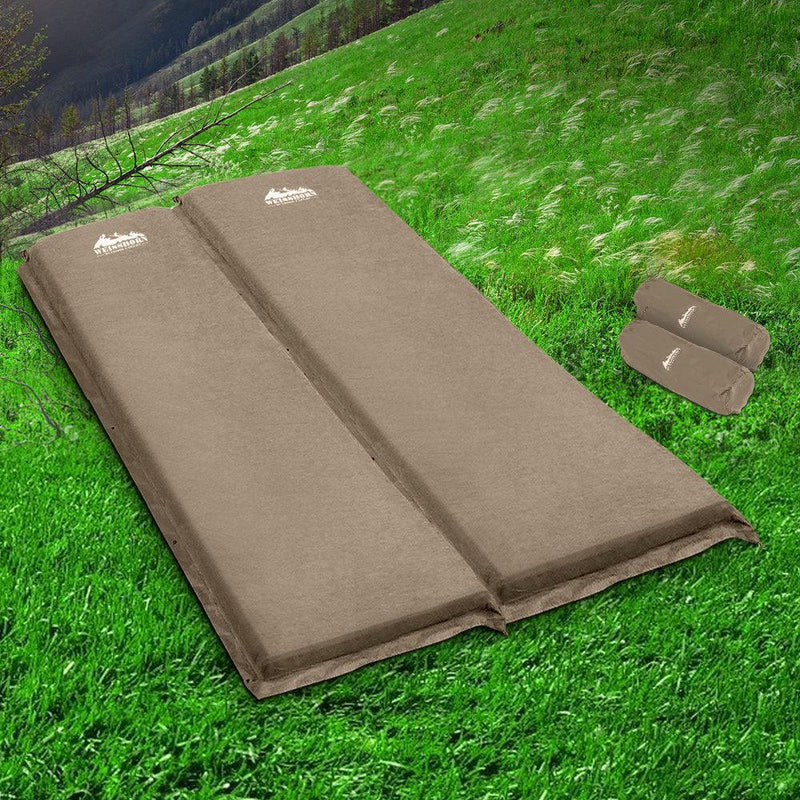 Weisshorn Self Inflating Mattress Camping Sleeping Mat Air Bed Pad Double Coffee 10CM Thick - John Cootes