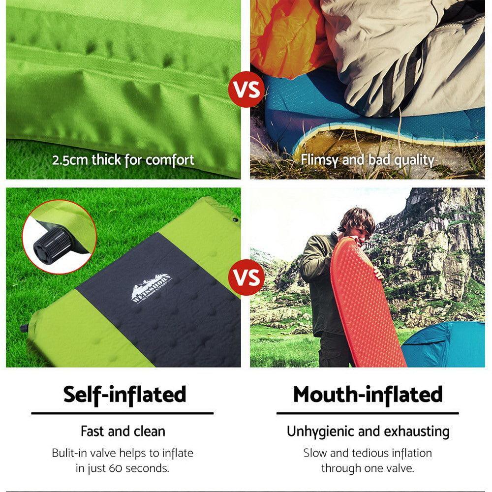 Weisshorn Self Inflating Mattress Camping Sleeping Mat Air Bed Pad Double Green - John Cootes