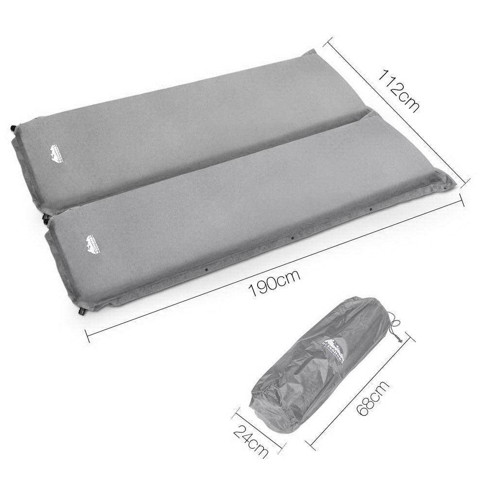 Weisshorn Self Inflating Mattress Camping Sleeping Mat Air Bed Pad Double Grey 10CM Thick - John Cootes