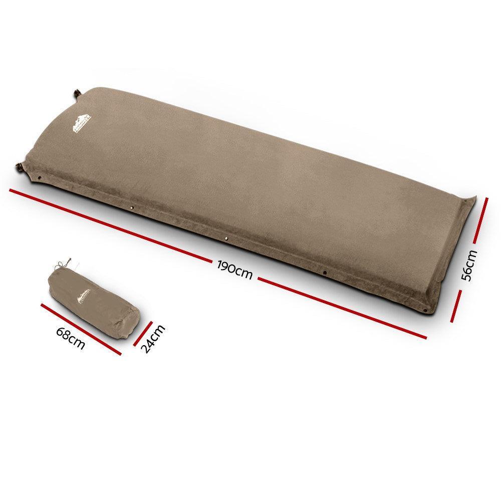 Weisshorn Single Size Self Inflating Matress Mat Joinable 10CM Thick Coffee - John Cootes