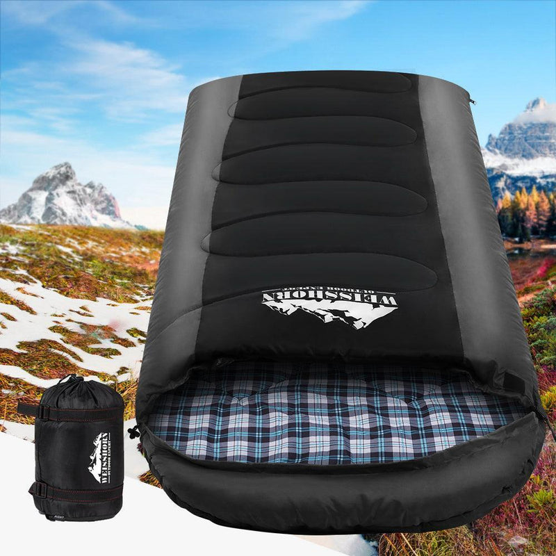 Weisshorn Sleeping Bag Camping Hiking Tent Winter Thermal Comfort 0 Degree Black - John Cootes