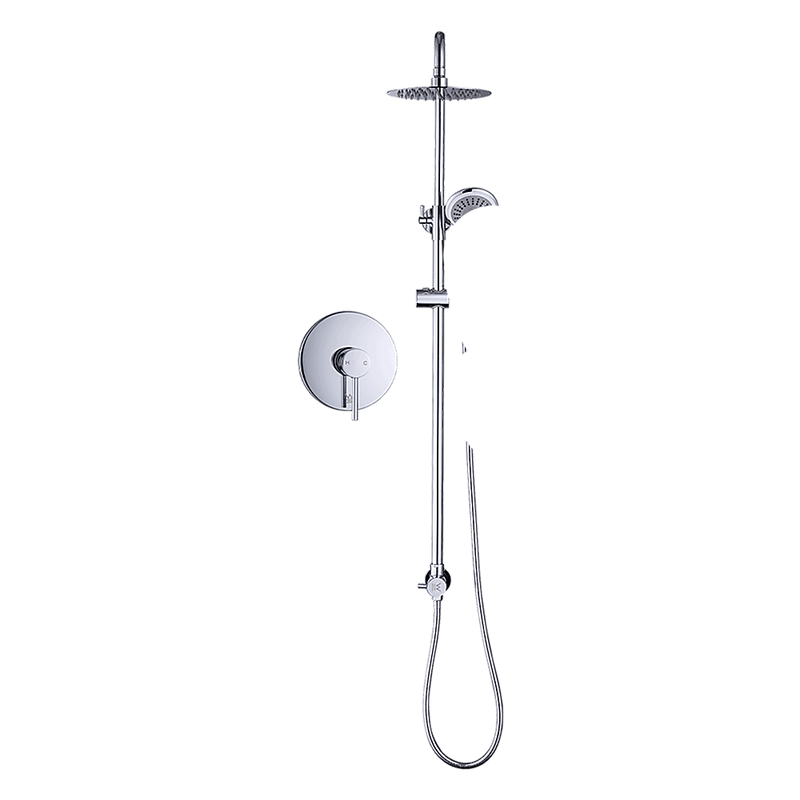 WELS 8" Rain Shower Head Set Rounded Dual Heads Faucet High Pressure With Mixer - John Cootes