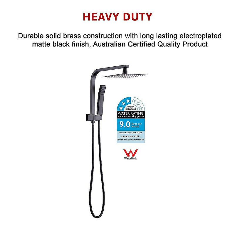 WELS 8" Rain Shower Head Set Square Dual Heads Faucet High Pressure Hand Held - John Cootes