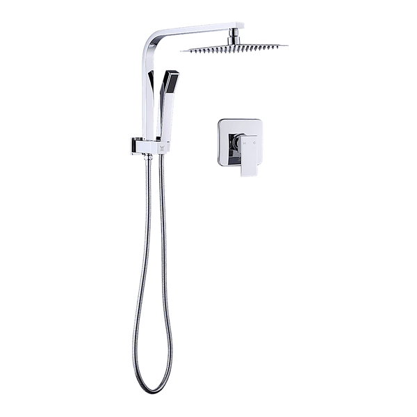 WELS 8" Rain Shower Head Set Square Dual Heads Faucet High Pressure With Mixer - John Cootes