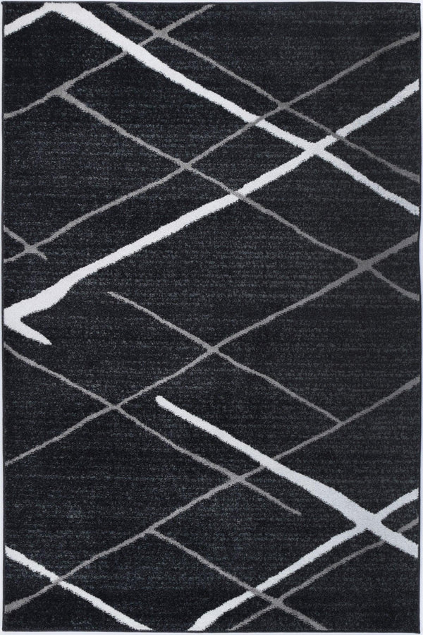 Windjana Abstract Stripe Charcoal Rug 200x290cm - John Cootes