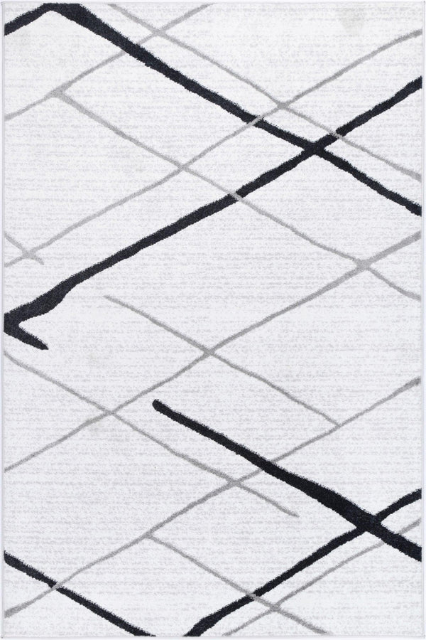 Windjana Abstract Stripe White Rug 160x230cm - John Cootes