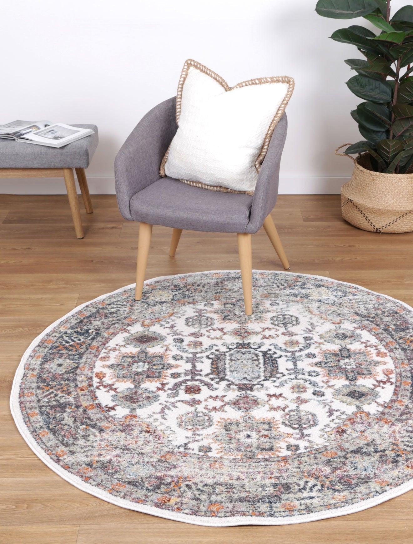 Windsor Boarder Cream Round Rug 160x160cm - John Cootes