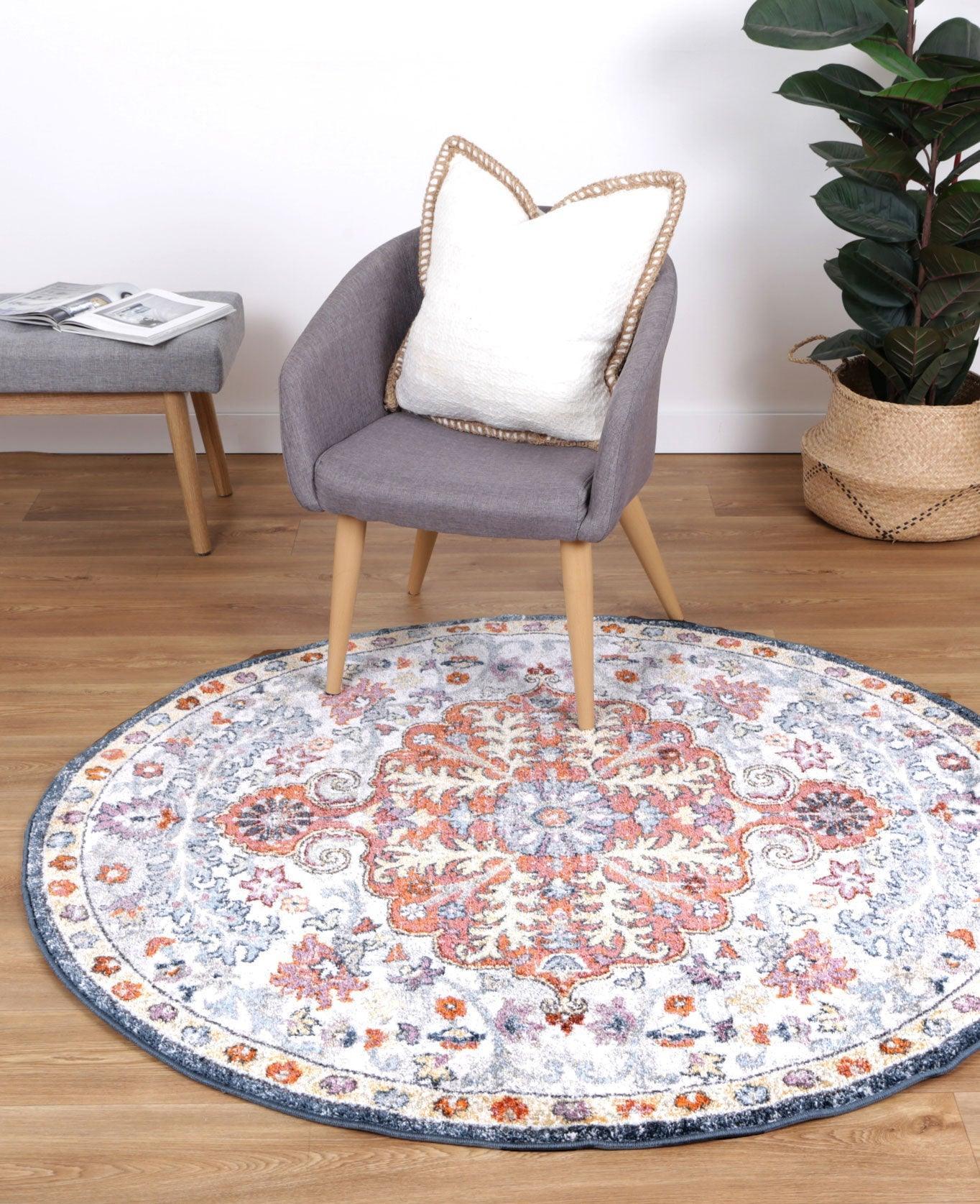 Windsor Vintage Multi Round Rug 160x160cm - John Cootes
