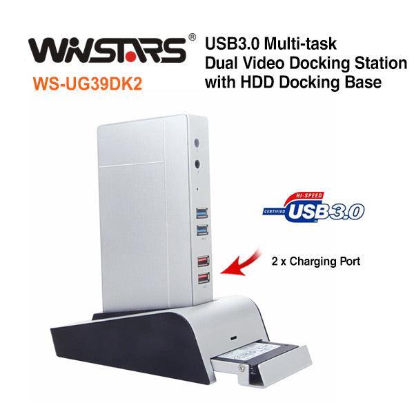 Winstars USB3.0 Multi-task Dual Video Docking Station with HDD Docking Base - John Cootes