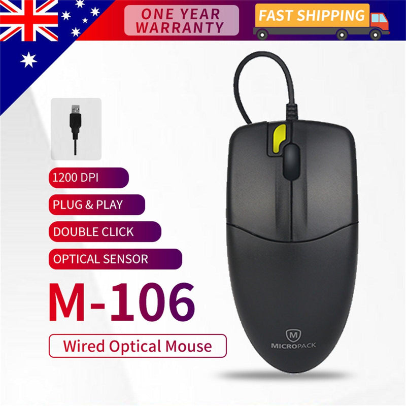 Wired Optical Mouse Computer PC Laptop Mac USB 2.0 Plug and Play - John Cootes