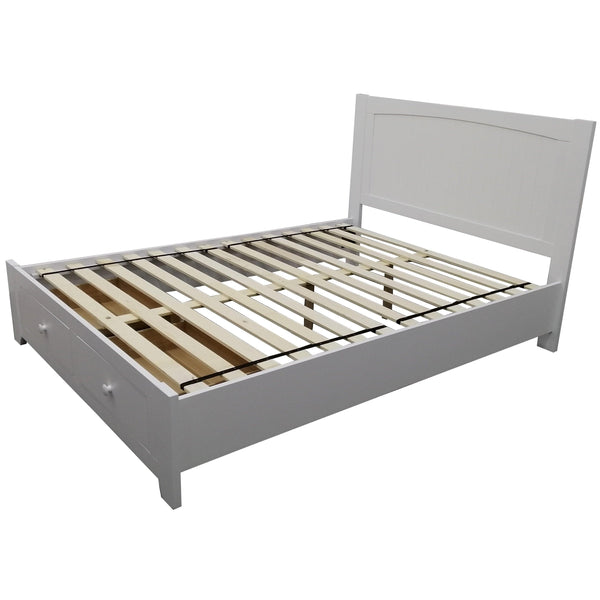 Wisteria Bed Frame Double Size Mattress Base Storage Drawer Timber Wood - White - John Cootes