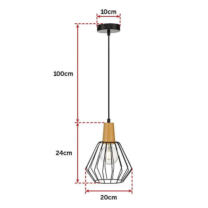 Wood Pendant Light Bar Black Lamp Kitchen Modern Ceiling Lighting - John Cootes