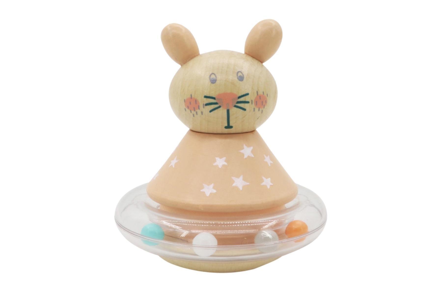 WOODEN ANIMAL ROLY-POLY RABBIT - John Cootes