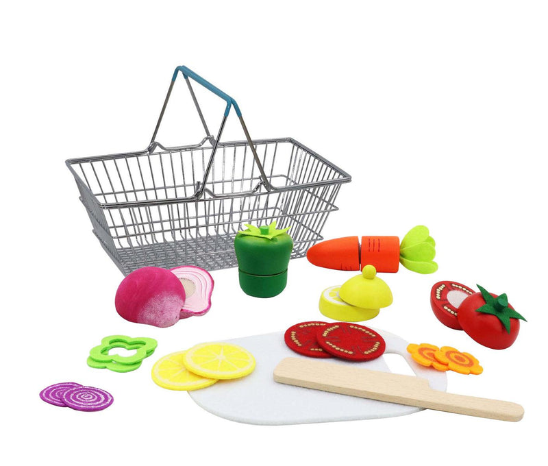 WOODEN CUTTING VEGETABLES WITH METAL BASKET - John Cootes