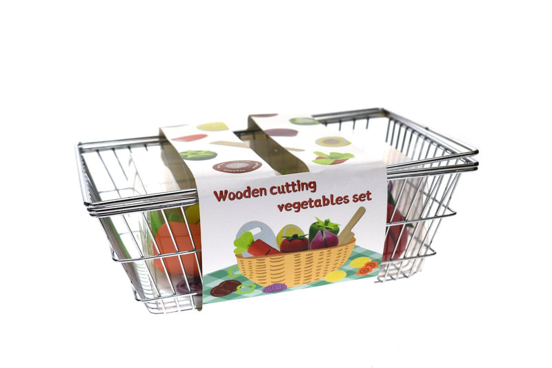 WOODEN CUTTING VEGETABLES WITH METAL BASKET - John Cootes