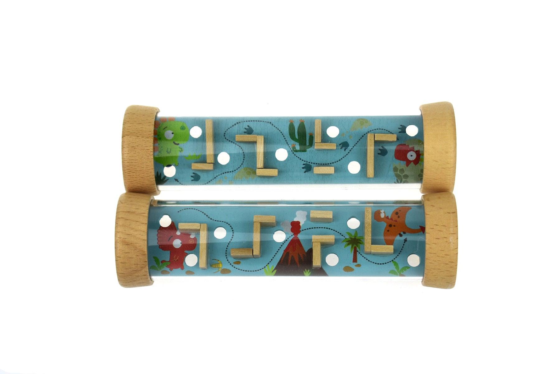 WOODEN DINOSAUR LABYRINTH IN TUBE - John Cootes