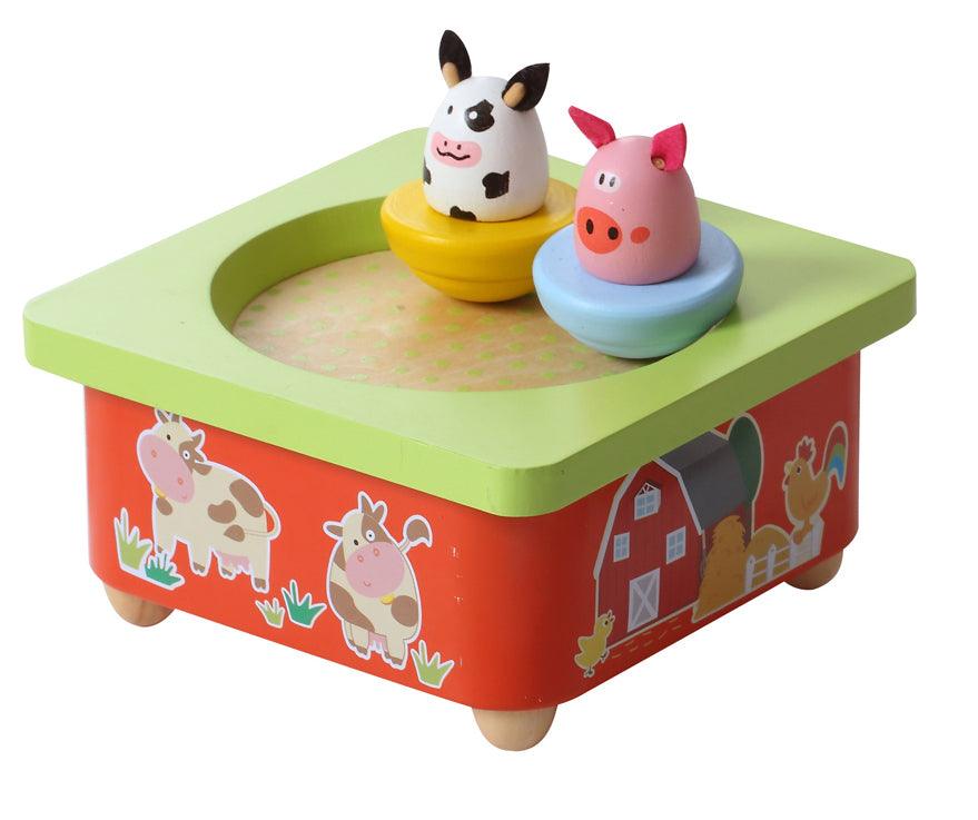 WOODEN FARM MUSIC BOX WITH METAL FRAME - John Cootes